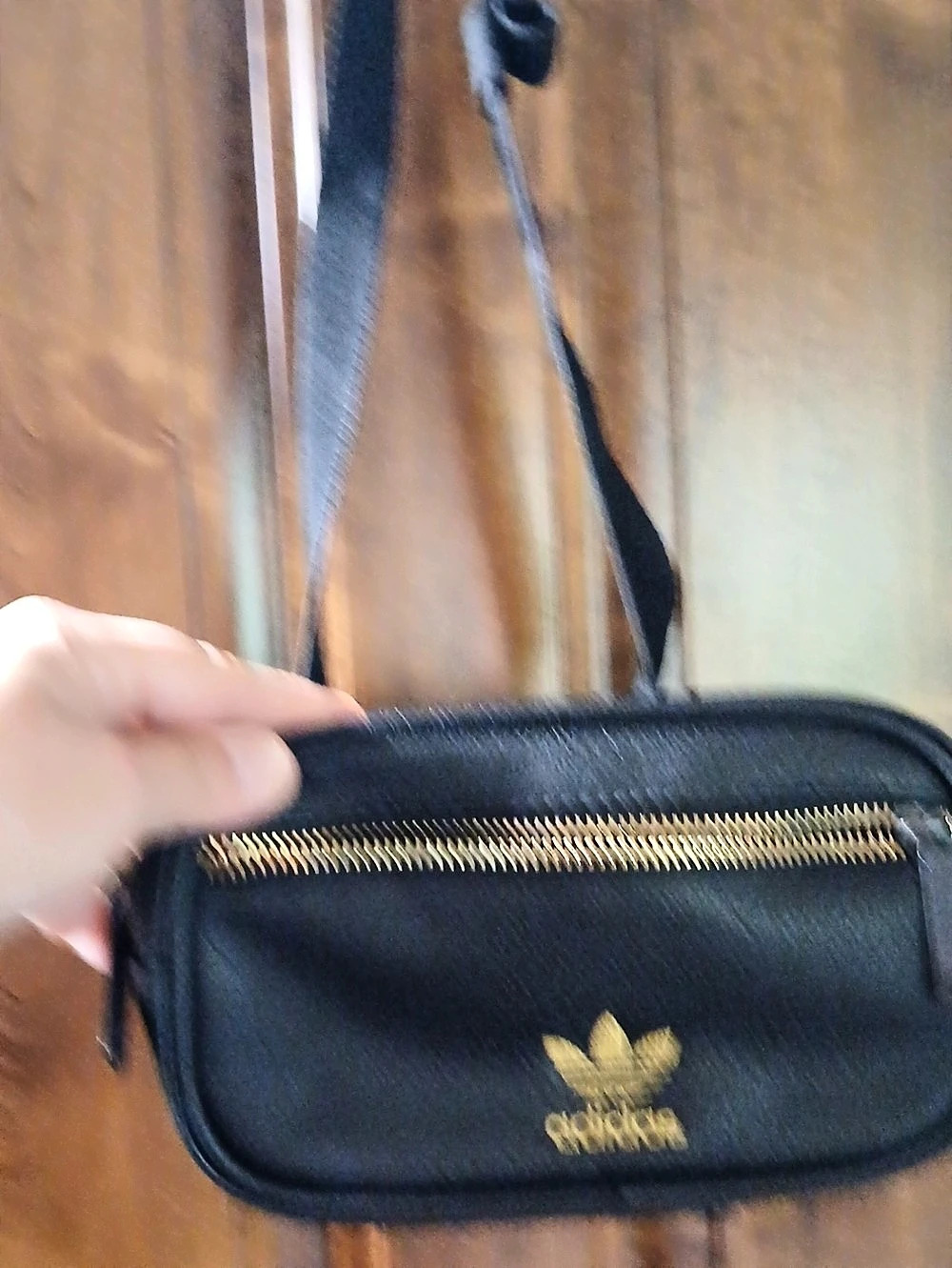 adidas Patent Trefoil Crossbody Bag Black